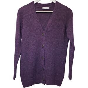 PACAS Alpaca Blend Cardigan Sweater Dark Heather Purple Women's Size XS